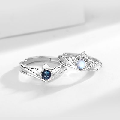 Nhẫn đôi Bạc đính đá CZ Hoàng Tử Công Chúa Jerome LILI 954717 5