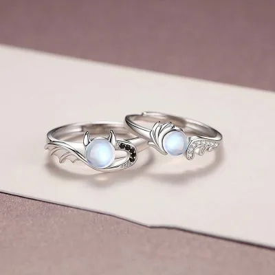 Nhẫn đôi Bạc đính Pha Lê Aurora, CZ Thiên Thần Và ác Quỷ LILI 179513 1