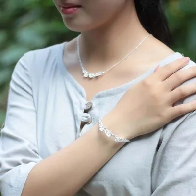 Vòng Tay Bạc Nữ đính Pha Lê Hình Bông Hoa Mận LILI 218888 9