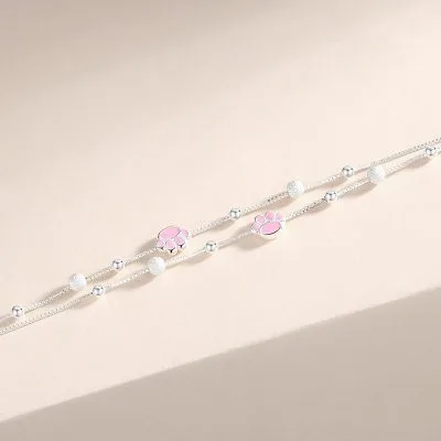 Vòng tay bạc nữ xếp chồng 2 lớp chân mèo dễ thương LILI_272912_3