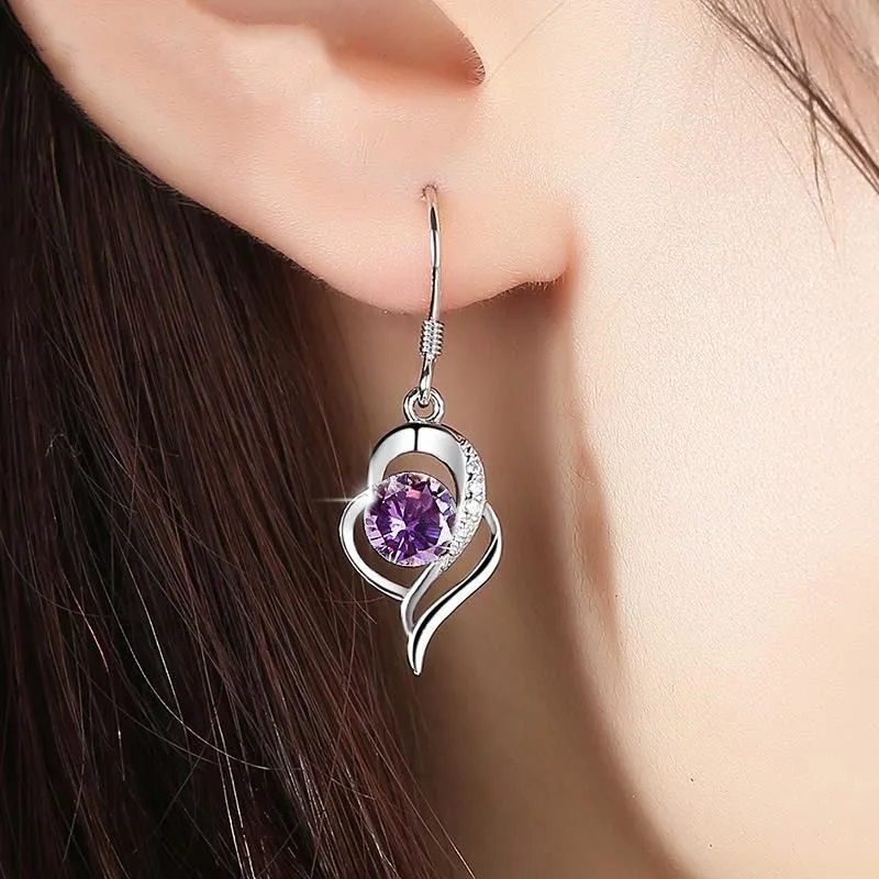 Bông Tai Bạc Ý S925 Nữ Mạ Bạch Kim đính đá CZ Hình Trái Tim LILI 991582 20