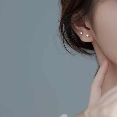 Bông Tai Bạc Nữ Cỡ Nhỏ Mini đính đá CZ Hình ánh Sao LILI 682792 2