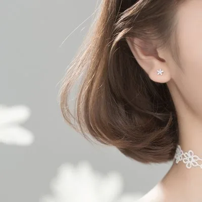 Bông Tai Bạc Nữ Cỡ Nhỏ Mini đính đá CZ Ngôi Sao 5 Cánh LILI 363144 4