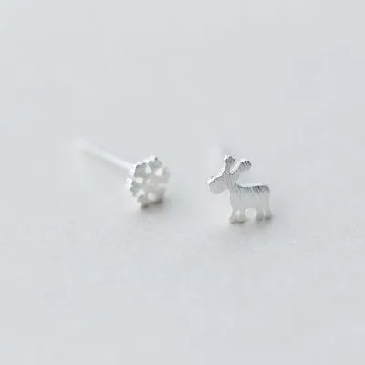 Bông Tai Bạc Nữ Cỡ Nhỏ Mini Hình Chú Tuần Lộc LILI 247537 1