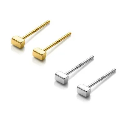 Bông Tai Bạc Nữ Cỡ Nhỏ Mini Hình Khối Chữ Nhật LILI 841959 3