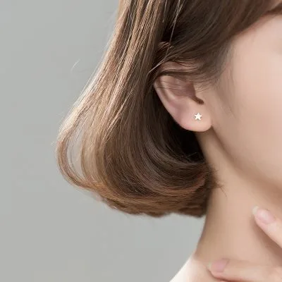 Bông Tai Bạc Nữ Cỡ Nhỏ Mini Hình Trăng Sao Alida LILI 318492 4