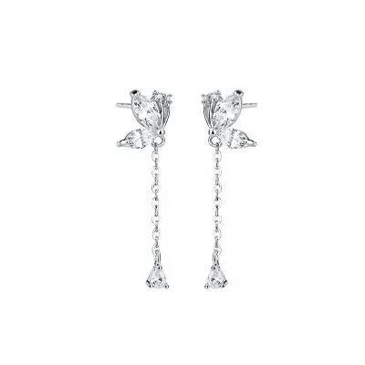 Bông Tai Bạc Nữ đính đá CZ đôi Bướm Xinh LILI 612577 8