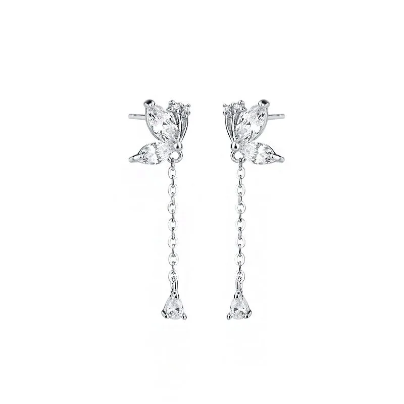 Bông Tai Bạc Nữ đính đá CZ đôi Bướm Xinh LILI 612577 8