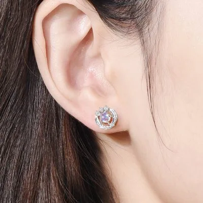 Bông Tai Bạc Nữ đính đá CZ Hình Lông Vũ Donna LILI 867487 2