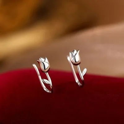 Bông Tai Bạc Nữ Hình Bông Hoa Hồng Rose LILI 247321 1