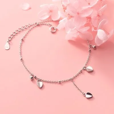 Lắc Chân Bạc Nữ Dạng Hạt Tròn Trái Tim Cách điệu LILI 996397 4