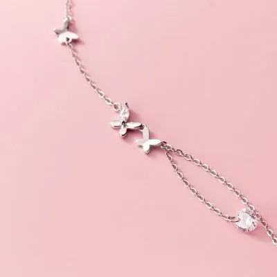 Lắc Chân Bạc Nữ đính đá CZ Hình Những Chú Bướm Xinh LILI 532616 1