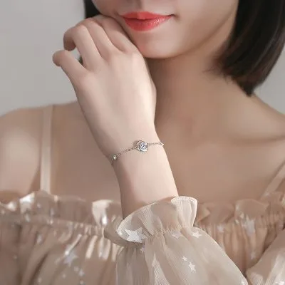 Lắc Tay Bạc Nữ đính đá CZ Hình Bông Hoa Hồng LILI 787759 3