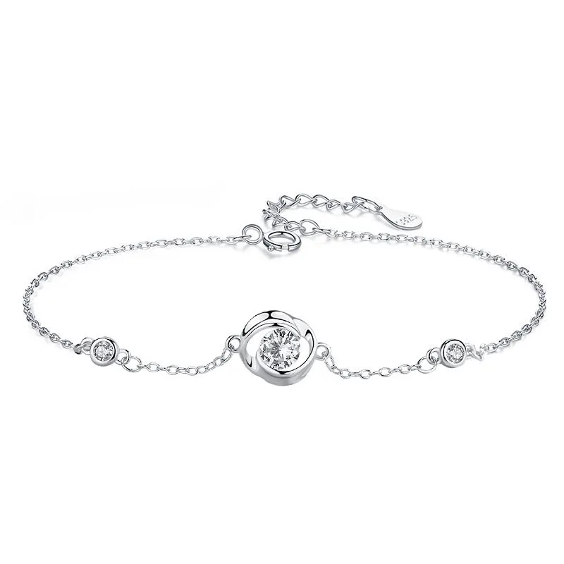 Lắc Tay Bạc Nữ đính đá CZ Hình Bông Hoa Hồng LILI 787759 4