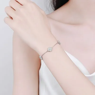Lắc Tay Bạc Nữ đính Kim Cương Moissanite Cỏ 4 Lá LILI 166699 4