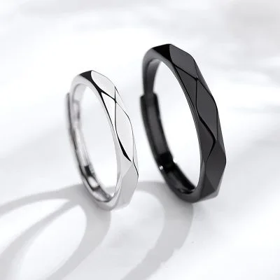 Nhẫn Cặp đôi Bạc Mạ Bạch Kim Black And White LILI 399421 1
