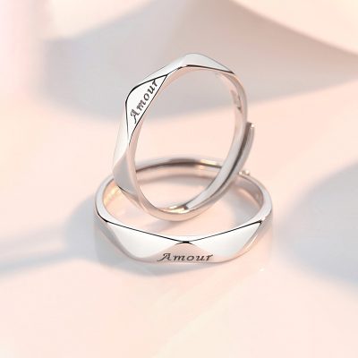 Nhẫn đôi Bạc Trơn Khắc Tên Chữ Theo Yêu Cầu Couple BFF Amour LILI 196429 32