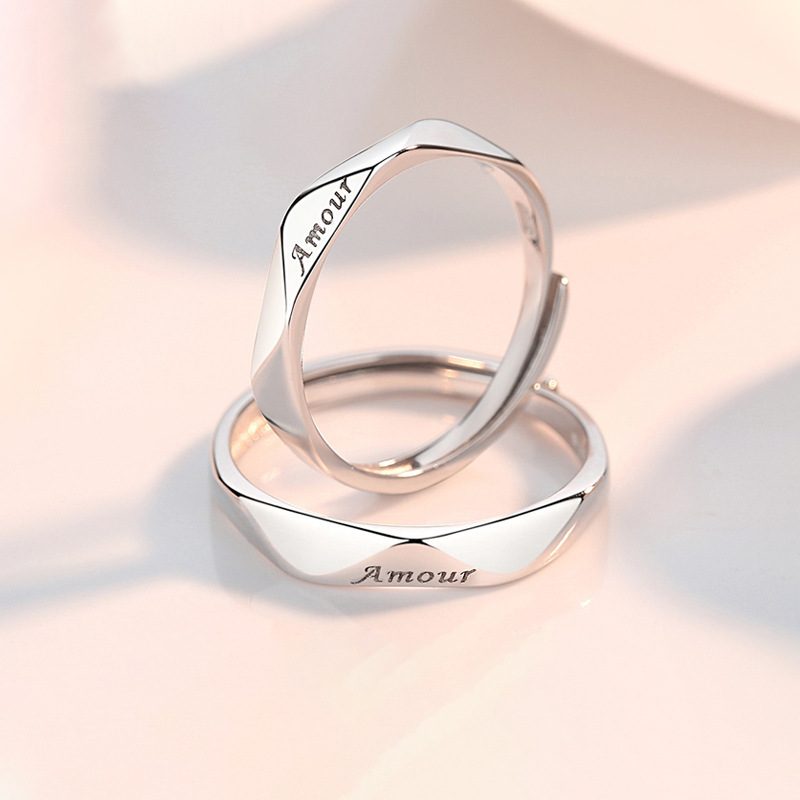 Nhẫn đôi Bạc Trơn Khắc Tên Chữ Theo Yêu Cầu Couple BFF Amour LILI 196429 32