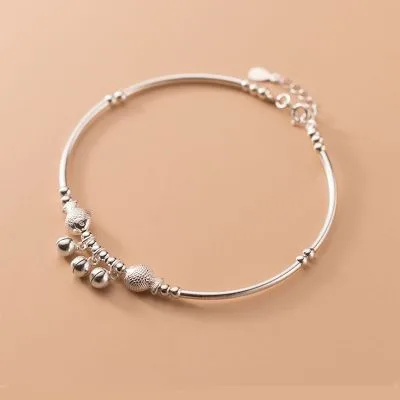 Vòng Chân Bạc Nữ Dạng Kiềng Gắn Chuông Tròn Jerome LILI 696363 6