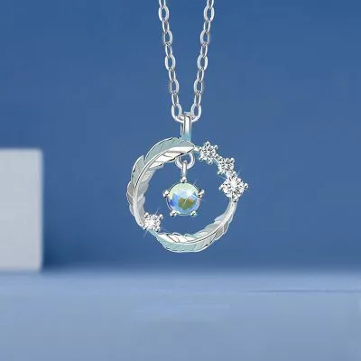 Vòng Cổ Bạc Nữ đính đá CZ Hình Lông Vũ Dilys LILI 937819 1