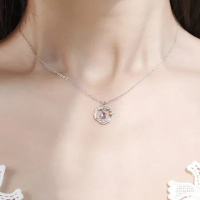 Vòng Cổ Bạc Nữ đính đá CZ Hình Lông Vũ Dilys LILI 937819 2