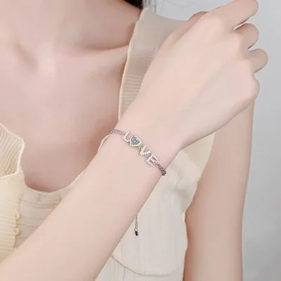 Vòng Tay Bạc Nữ đính Kim Cương Moissanite LOVE LILI 834411 4