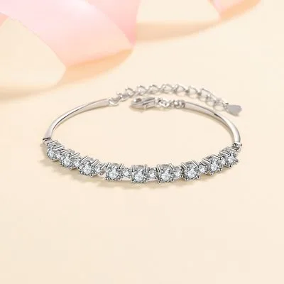 Vòng Tay Bạc Nữ đính Kim Cương Moissanite Dạng Chuỗi Genevieve LILI 553411 1
