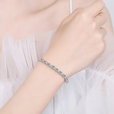 Vòng Tay Bạc Nữ đính Kim Cương Moissanite Dạng Chuỗi Genevieve LILI 553411 4