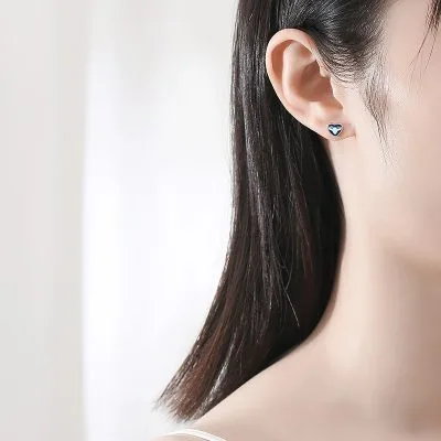 Bông Tai Bạc Nữ Dạng Treo đính đá CZ Hình Trái Tim Heart Of The Sea LILI 632324 3