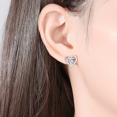 Bông Tai Bạc Nữ đính đá CZ Hình Trái Tim Jezebel LILI 494623 2