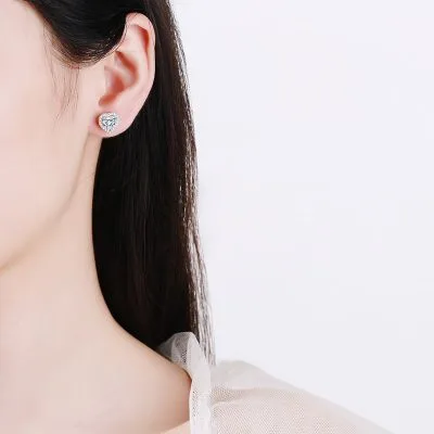 Bông Tai Bạc Nữ đính Kim Cương Moissanite Hình Trái Tim LILI 832274 4