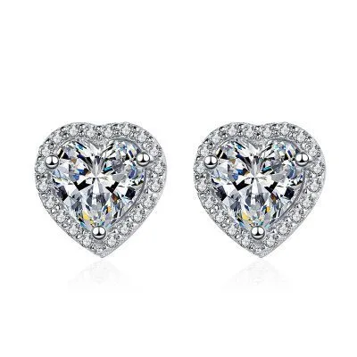 Bông Tai Bạc Nữ đính Kim Cương Moissanite Hình Trái Tim LILI 832274 5