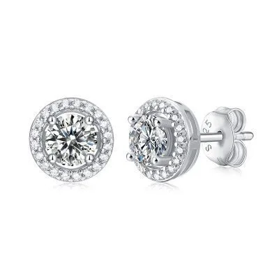 Bông Tai Bạc Nữ đính Kim Cương Moissanite Tròn Mabel LILI 662559 1