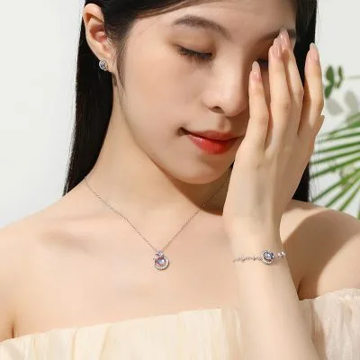 Bông Tai Bạc Nữ đính Pha Lê Aurora Trăng Bướm Acacia LILI 623533 2