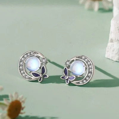 Bông Tai Bạc Nữ đính Pha Lê Aurora Trăng Bướm Acacia LILI 623533 5