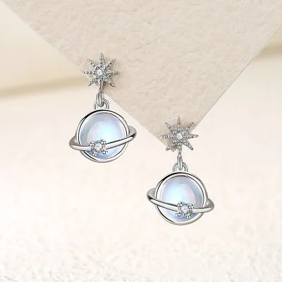 Bông Tai Bạc Nữ đính Pha Lê Aurora Trăng Sao Alma LILI 146747 5