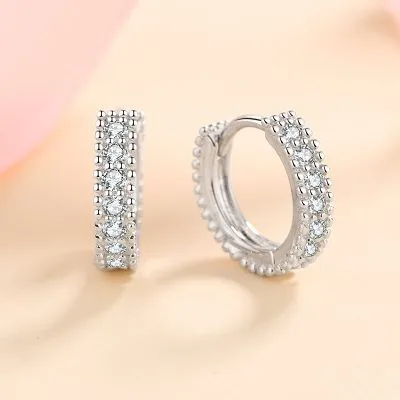 Bông Tai Bạc Nữ Tròn đính Kim Cương Moissanite Guinevere LILI 348539 2