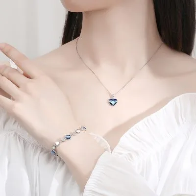Dây Chuyền Bạc Nữ đính đá CZ Hình Trái Tim Heart Of The Sea LILI 413928 5