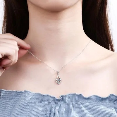 Dây Chuyền Bạc Nữ đính Kim Cương Moissanite Hình Giọt Nước LILI 139791 4