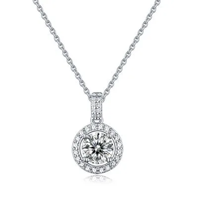Dây Chuyền Bạc Nữ đính Kim Cương Moissanite Tròn Theophilus LILI 596547 2