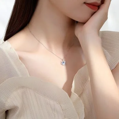 Dây Chuyền Bạc Nữ đính Pha Lê Aurora Mèo Mặt Trăng LILI 466218 2