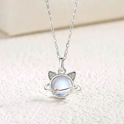 Dây Chuyền Bạc Nữ đính Pha Lê Aurora Mèo Mặt Trăng LILI 466218 6
