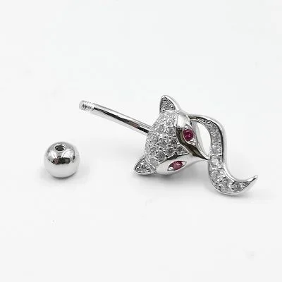 Khuyên Rốn Bụng Bạc Nữ đính đá CZ Hình Hồ Ly LILI 199166 2