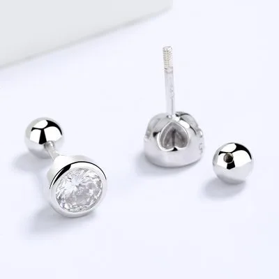 Khuyên Tai Bạc Nữ đính đá CZ Dạng Tròn Veronica LILI 261218 1