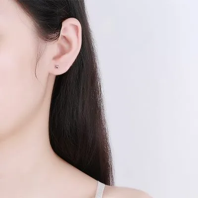 Khuyên Tai Bạc Nữ đính đá CZ Hình Chữ H LILI 543898 1