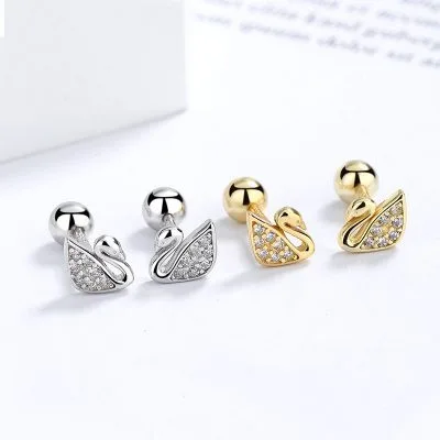 Khuyên Tai Bạc Nữ đính đá CZ Hình Con Thiên Nga LILI 599615 1