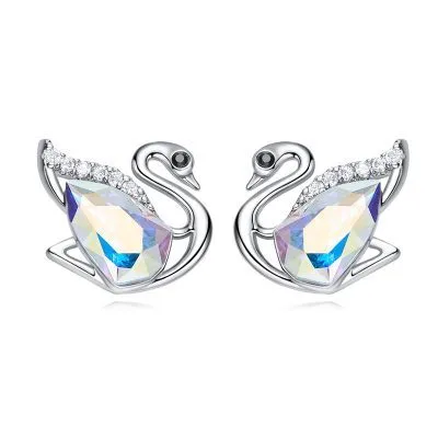 Khuyên Tai Bạc Nữ đính đá Swarovski Hình Thiên Nga LILI 871793 4