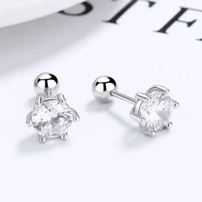 Khuyên Tai Bạc Nữ Nam Dạng Nụ 6 Chấu đính đá CZ Tryphena LILI 988319 8