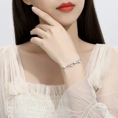 Lắc Tay Bạc Nữ 2 Tầng Dạng Chuỗi Hạt Hình Trái Tim LILI 562964 1