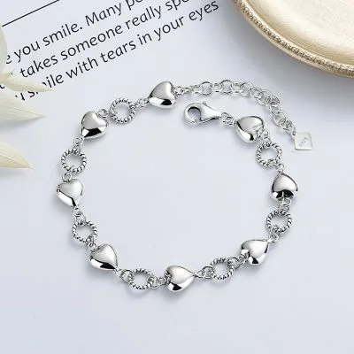 Lắc Tay Bạc Nữ Dạng Chuỗi Hình Trái Tim Guinevere LILI 497572 1